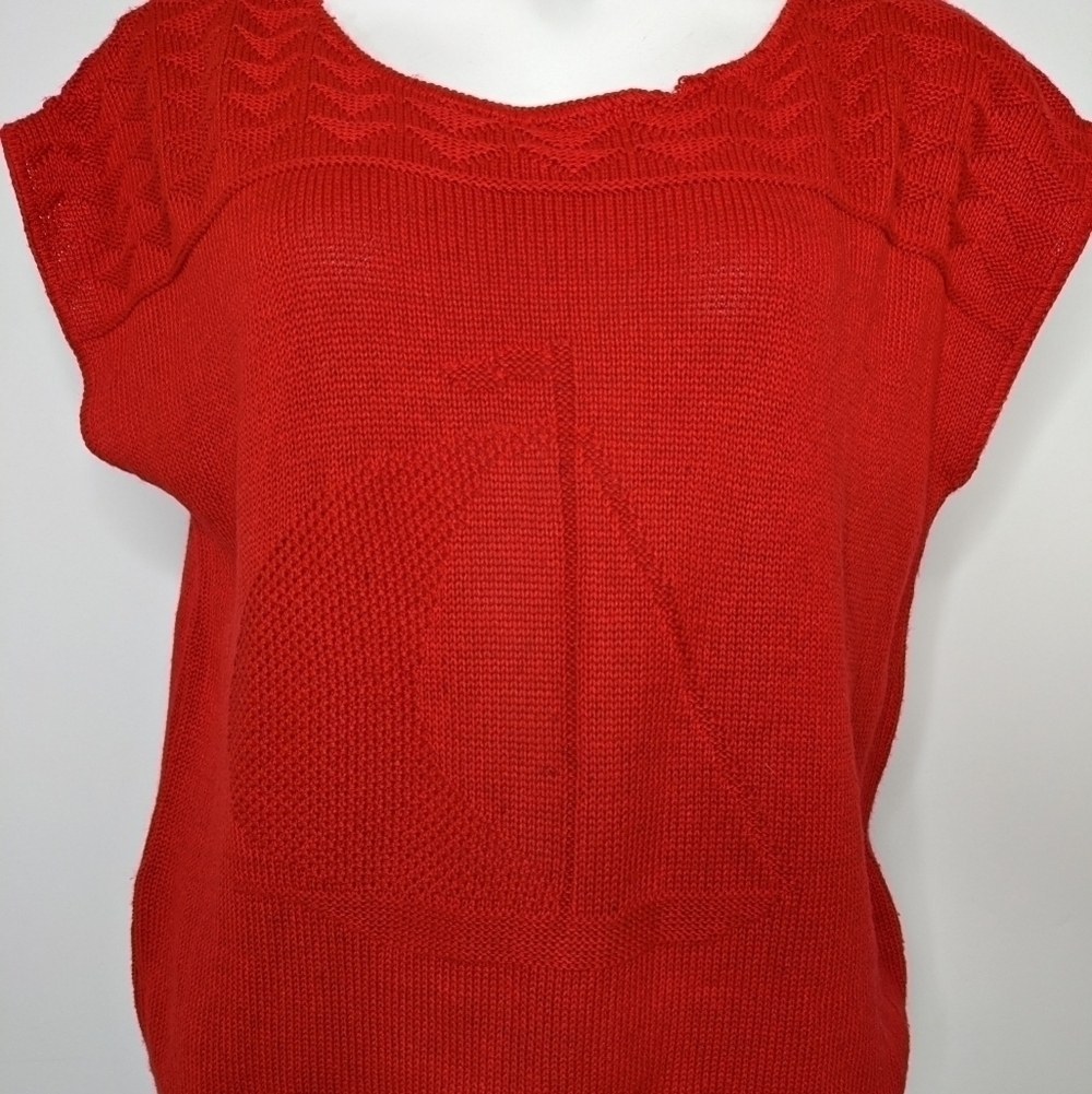 ✨3/$15 Vintage Sweaters USA red sailboat short sleeve sweater L - Picture 6 of 10